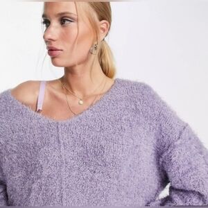 Free People Icing Fuzzy Chenille V-Neck Oversized Sweater Size XS
